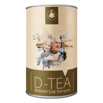 D-tea bitkisel çay, metal kapaklı karton silindir