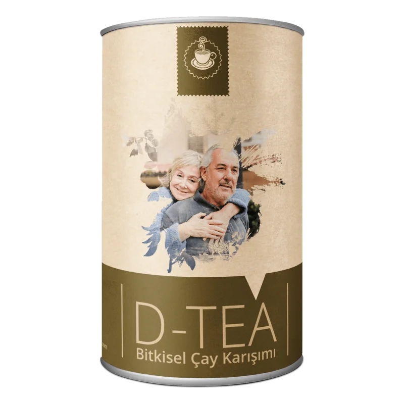 D-tea bitkisel çay, metal kapaklı karton silindir