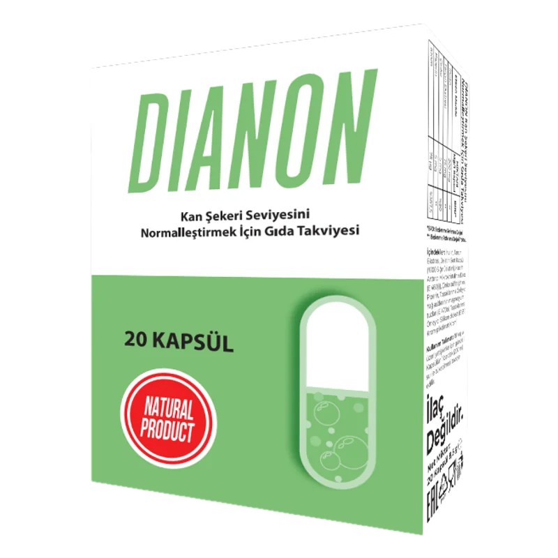 Dianon kapsül, 20 kapsüllük beyaz-yeşil kutu