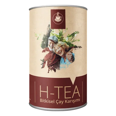H-tea bitkisel çay, bordo kurdeleli karton silindir kutu