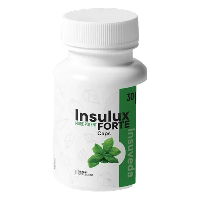 Insulux Forte 30 kapsül, yeşil şeritli beyaz şişe