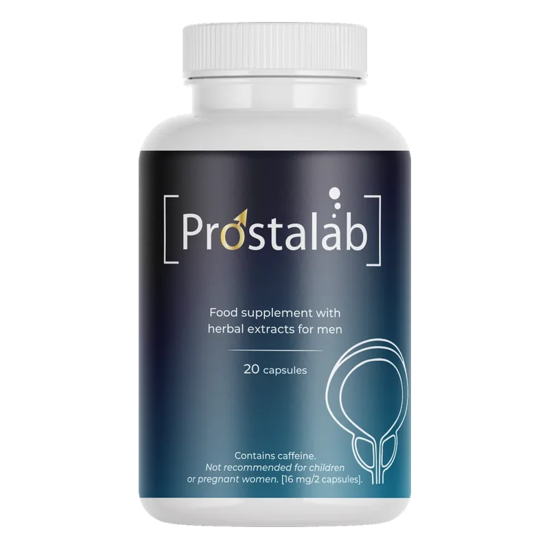 Prostalab 20 kapsül, koyu mavi-turkuaz etiketli şişe