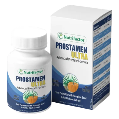 Prostamen Ultra 60 tablet, beyaz şişe ve kutu
