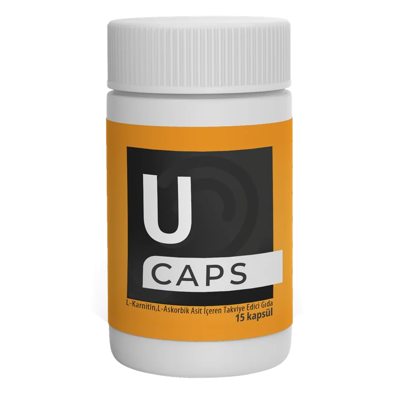 U Caps 15 kapsül, turuncu etiketli şişe